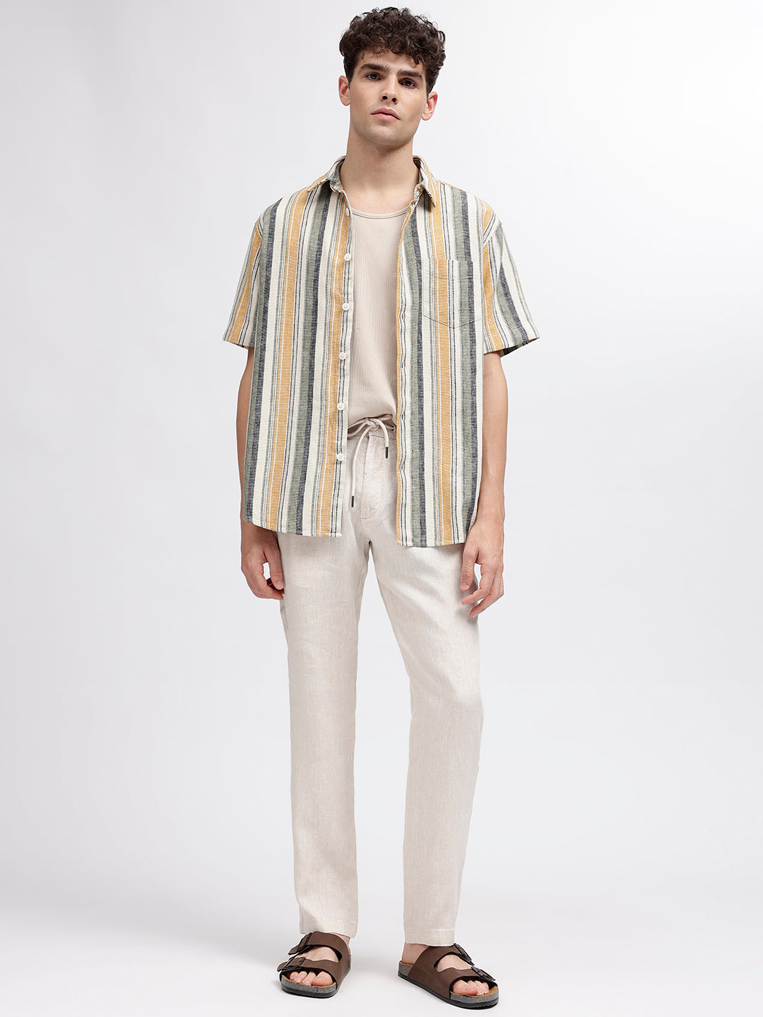 Bruun & Stengade Men Beige Solid Slim Fit Trouser