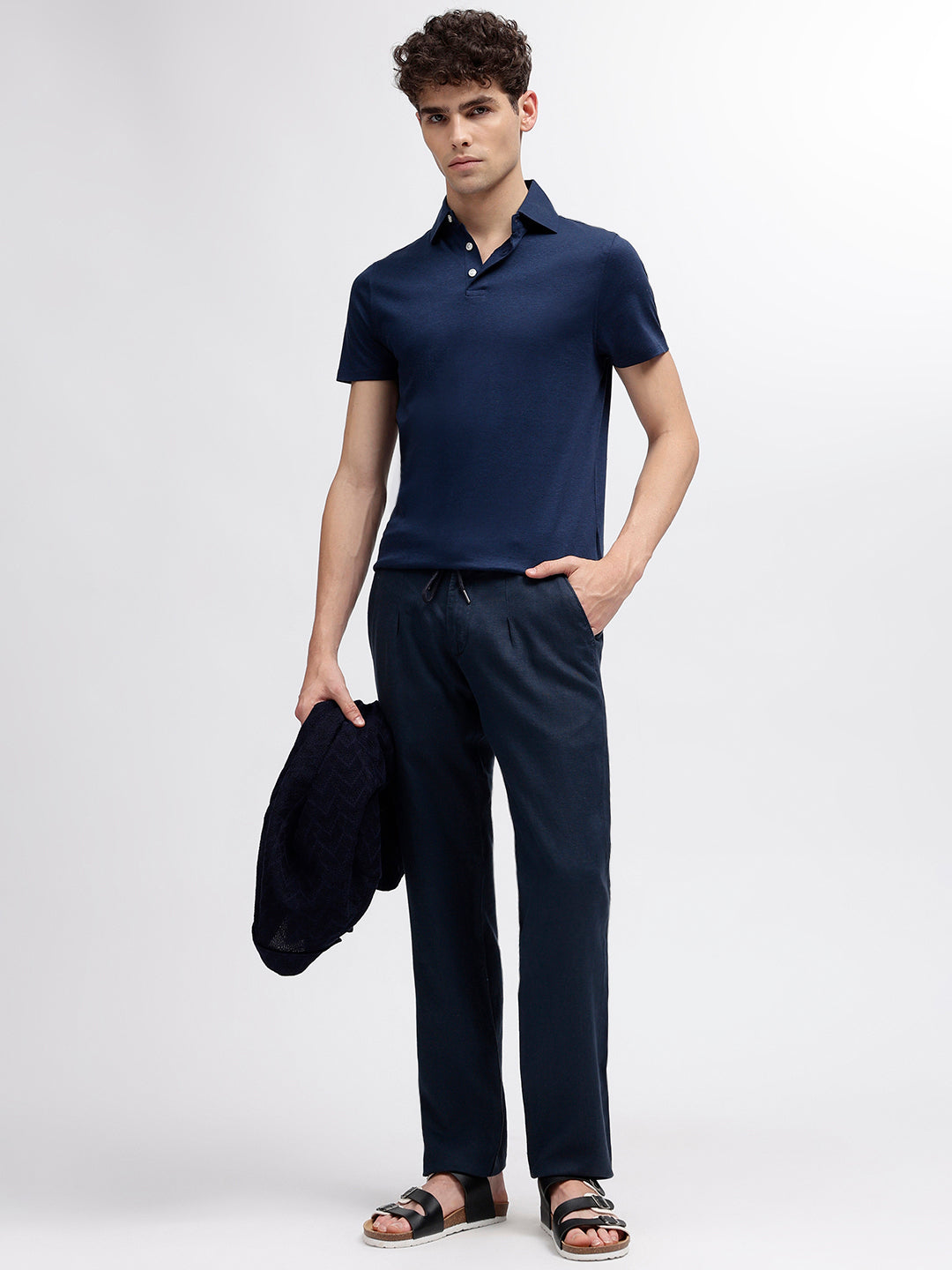 Bruun & Stengade Men Navy Blue Solid Slim Fit Trouser