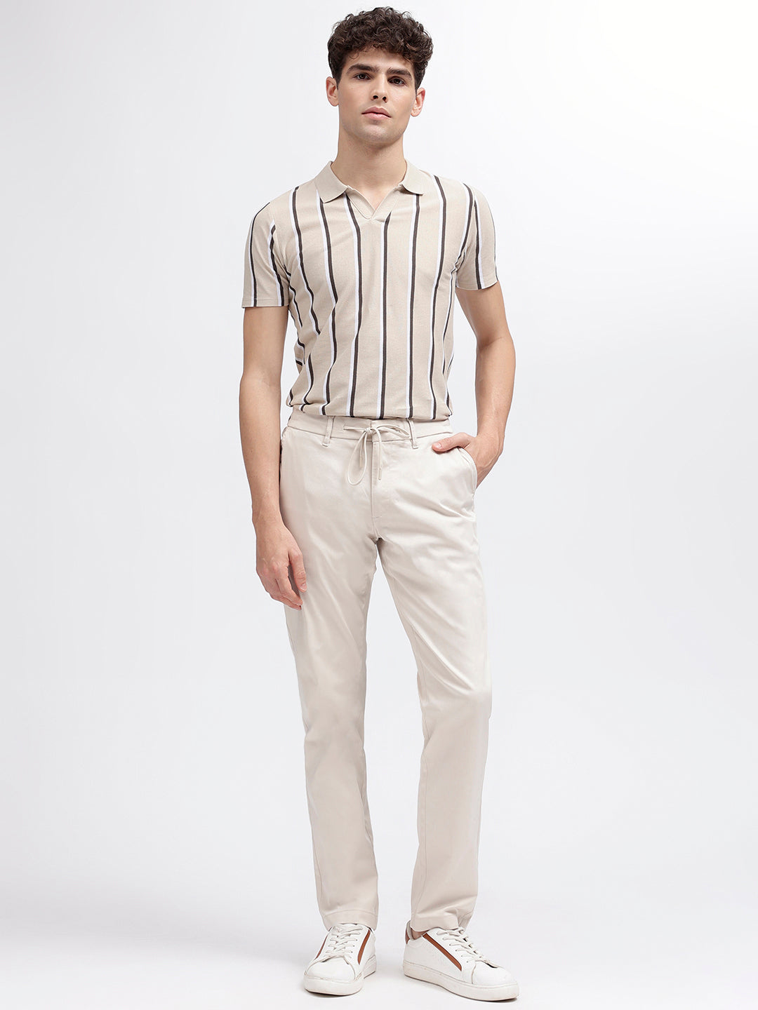 Bruun & Stengade Men White Solid Regular Fit Trouser