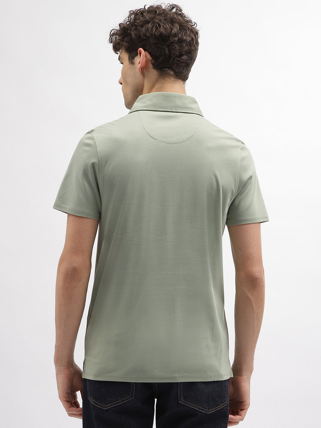 Bruun & Stengade Men Green Solid Polo Collar Short Sleeves T-Shirt