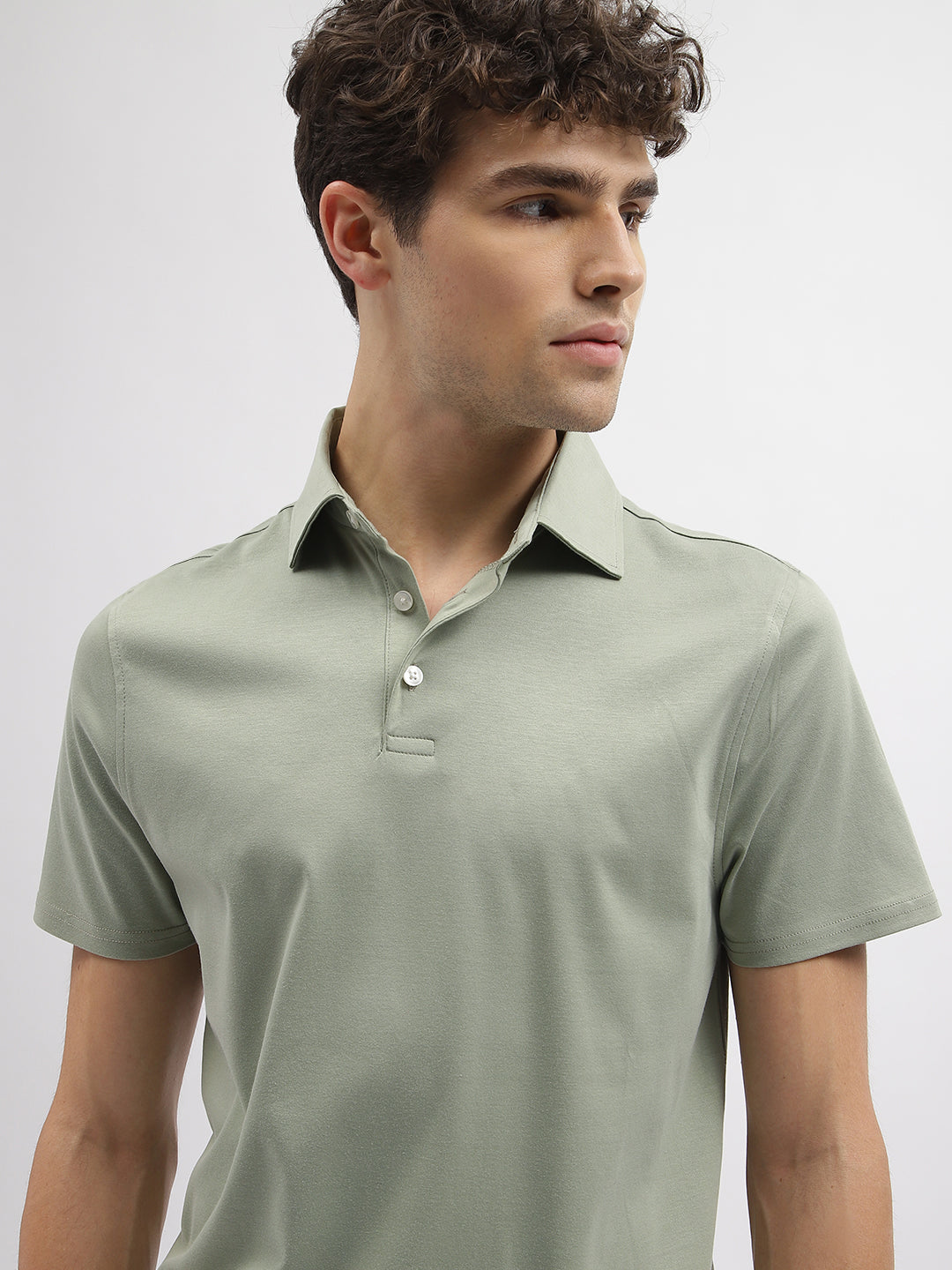 Bruun & Stengade Men Green Solid Polo Collar Short Sleeves Tshirt