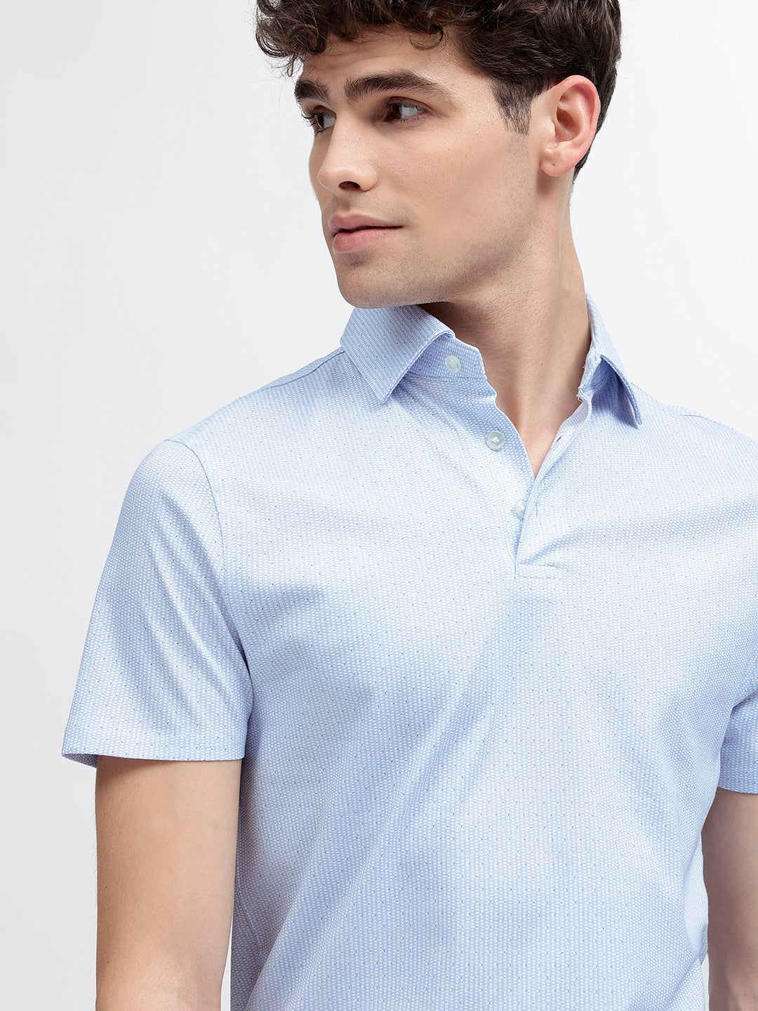 Bruun & Stengade Men Blue Solid Polo Collar Short Sleeves T-Shirt