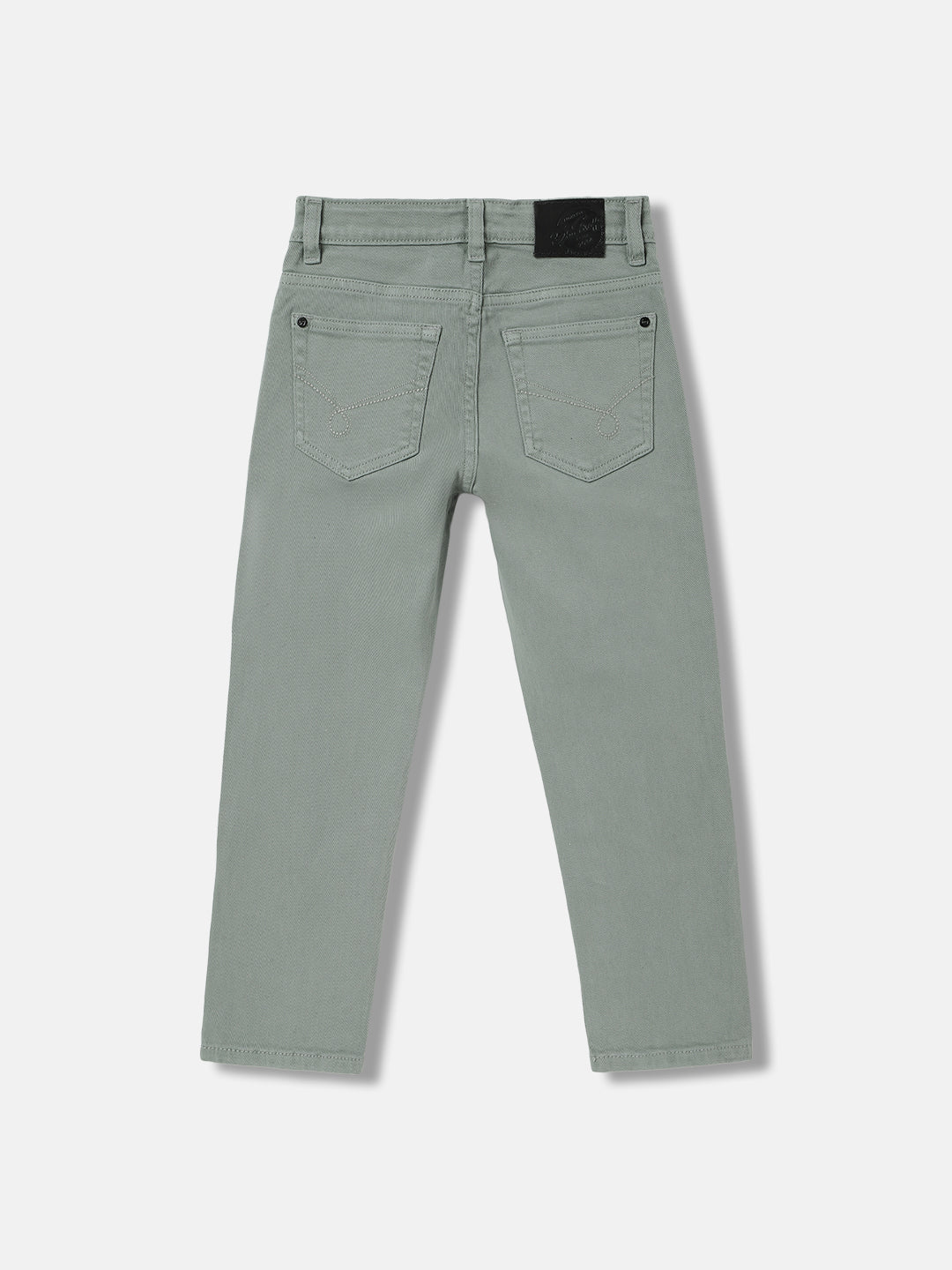 Blue Giraffe Boys Green Solid Straight Fit Jeans