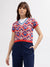 Elle Women Multi Color Printed V Neck Short Sleeves T-shirt