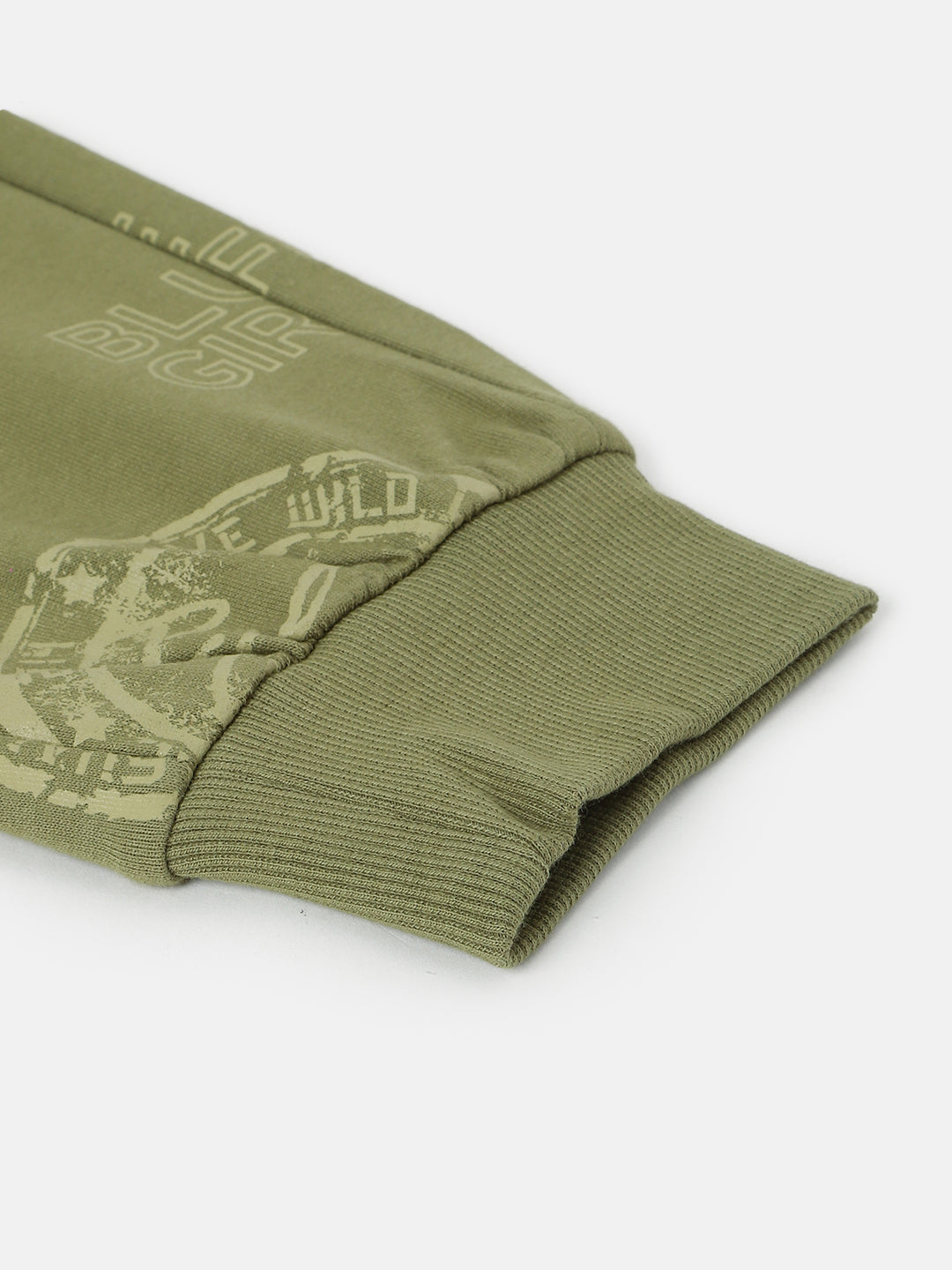 Blue Giraffe Boys Olive Printed Regular Fit Track Pants