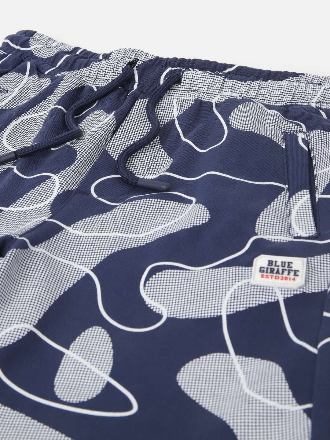 Blue Giraffe Boys Navy Blue Printed Regular Fit Mid-Rise Shorts