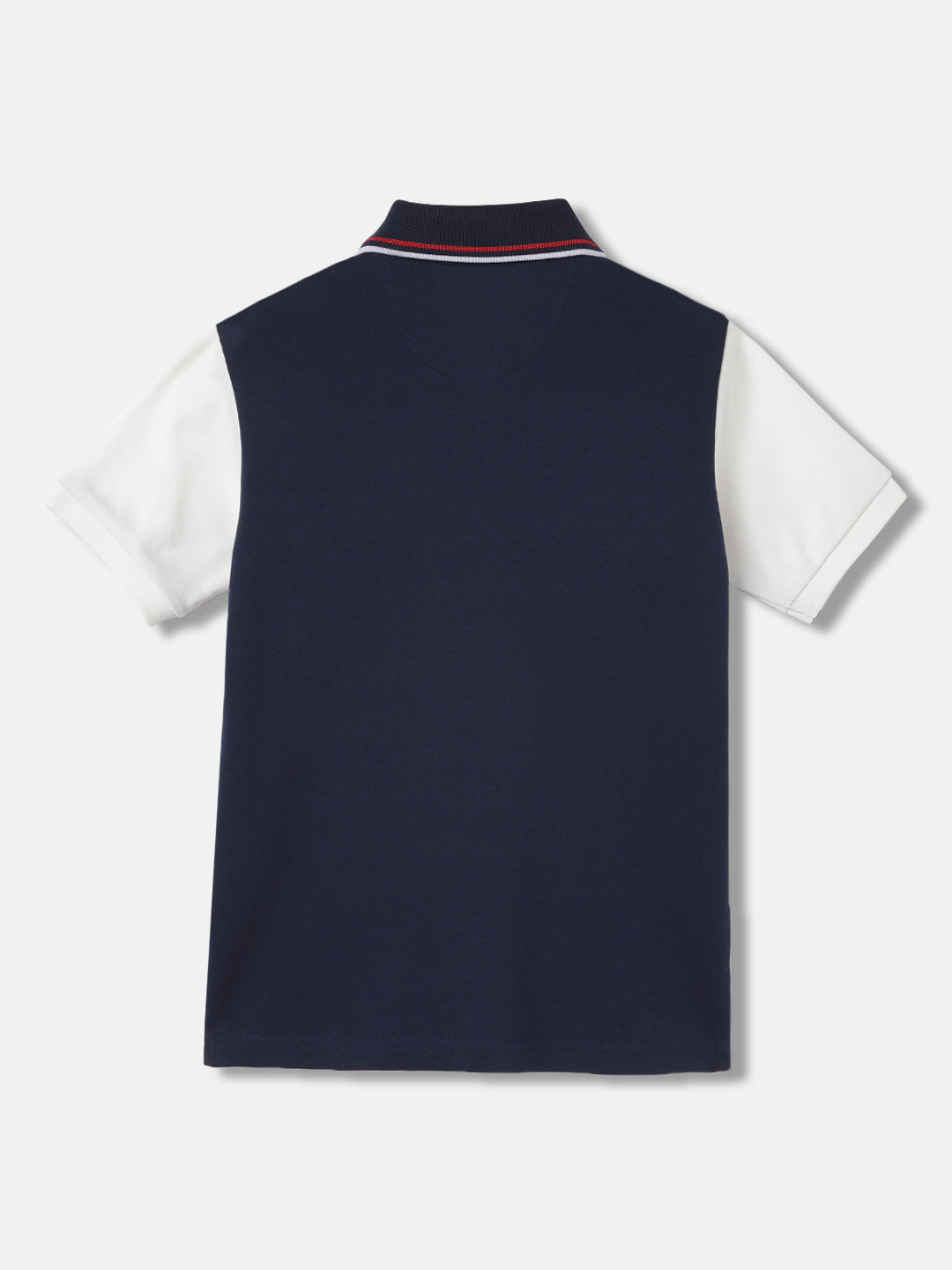 Blue Giraffe Boys Navy Blue Colour Blocked Polo Collar Short Sleeves T-Shirt
