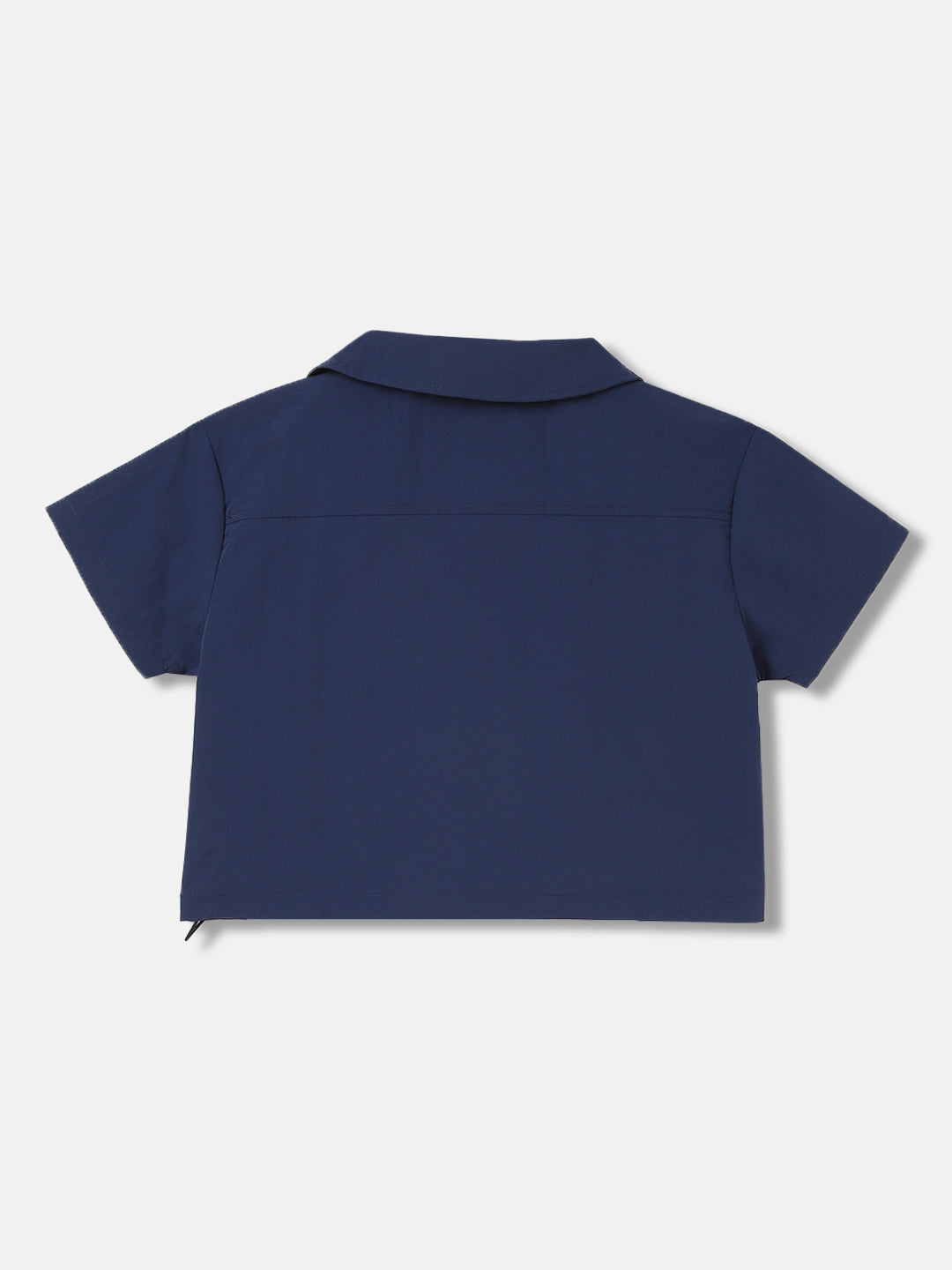 Blue Giraffe Boys Navy Blue Solid Spread Collar Short Sleeves Shirt