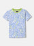 Blue Giraffe Boys White Printed Round Neck Short Sleeves T-Shirt