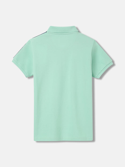 Blue Giraffe Boys Green Solid Polo Collar Short Sleeves T-Shirt