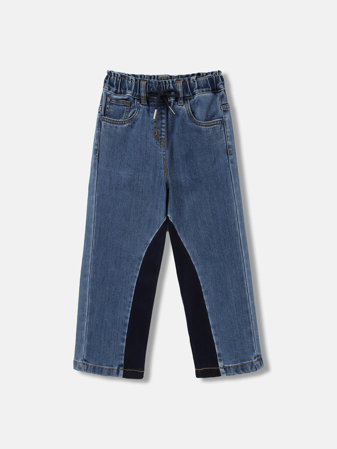 Shop Blue Giraffe Girls Blue Colour Blocked Straight Fit Jeans 