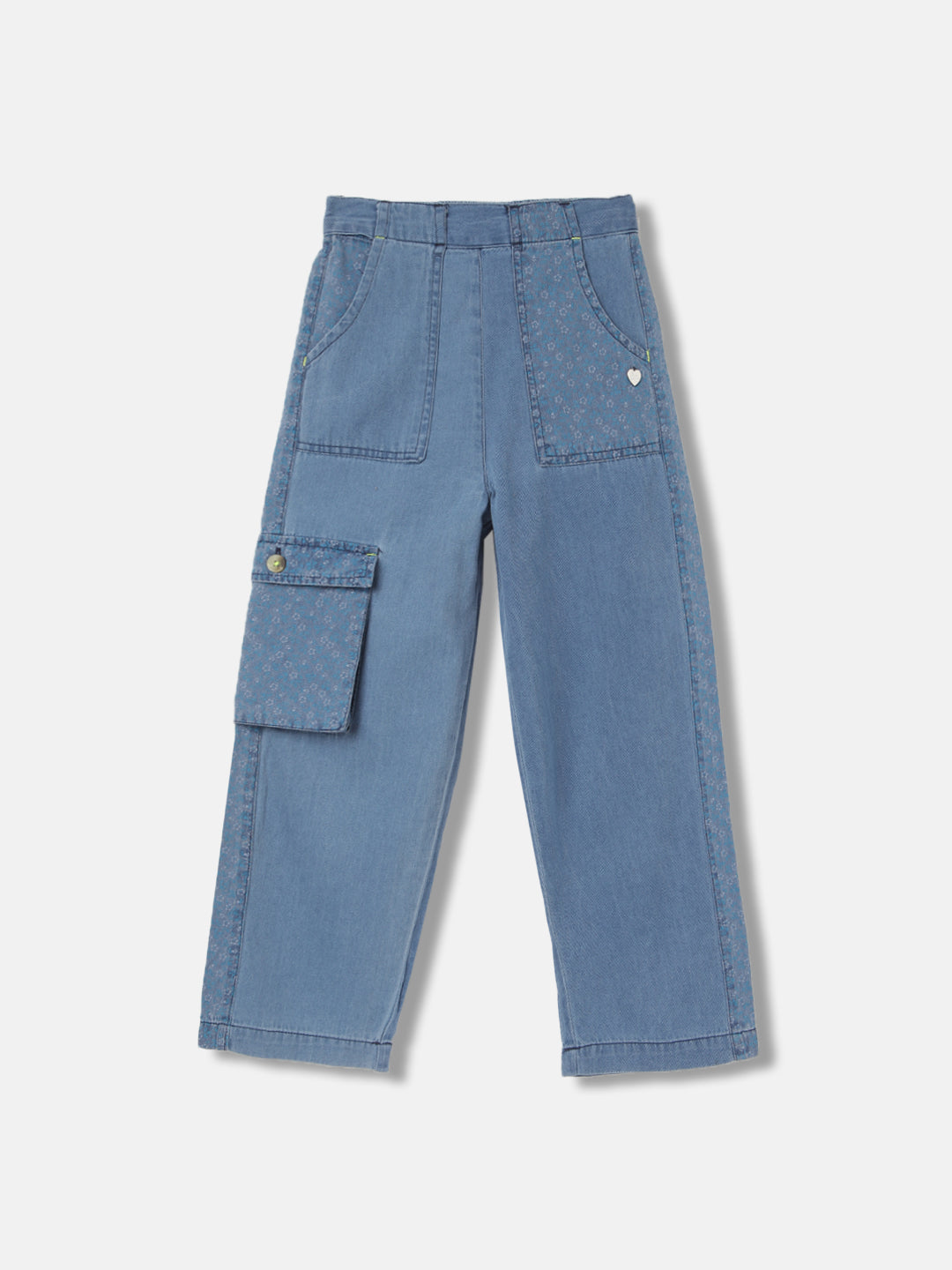 Shop Blue Giraffe Girls Blue Solid Loose Fit Mid-Rise Jeans Online