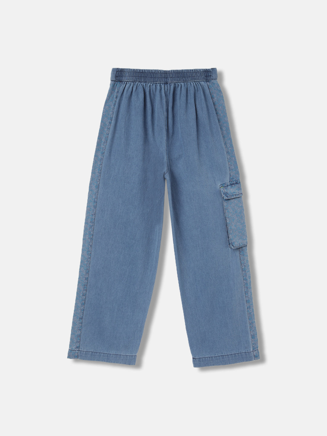 Blue Giraffe Girls Blue Solid Loose Fit Mid-Rise Jeans