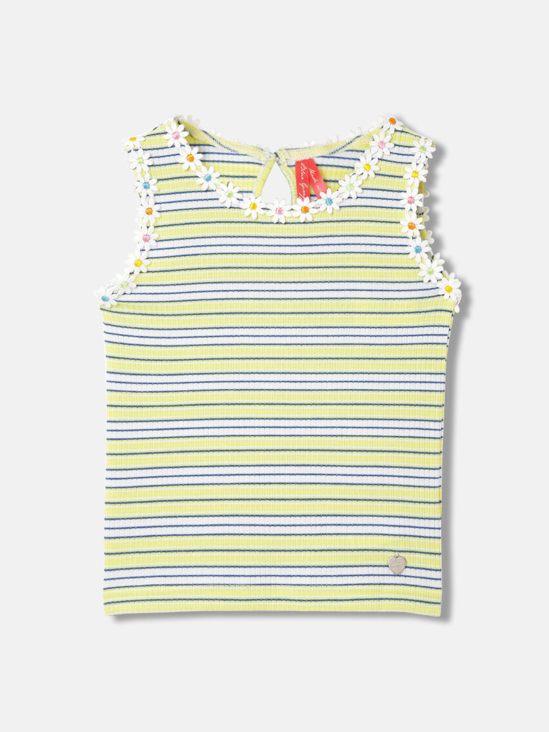Blue Giraffe Girls Yellow Striped Round Neck Sleeveless Top