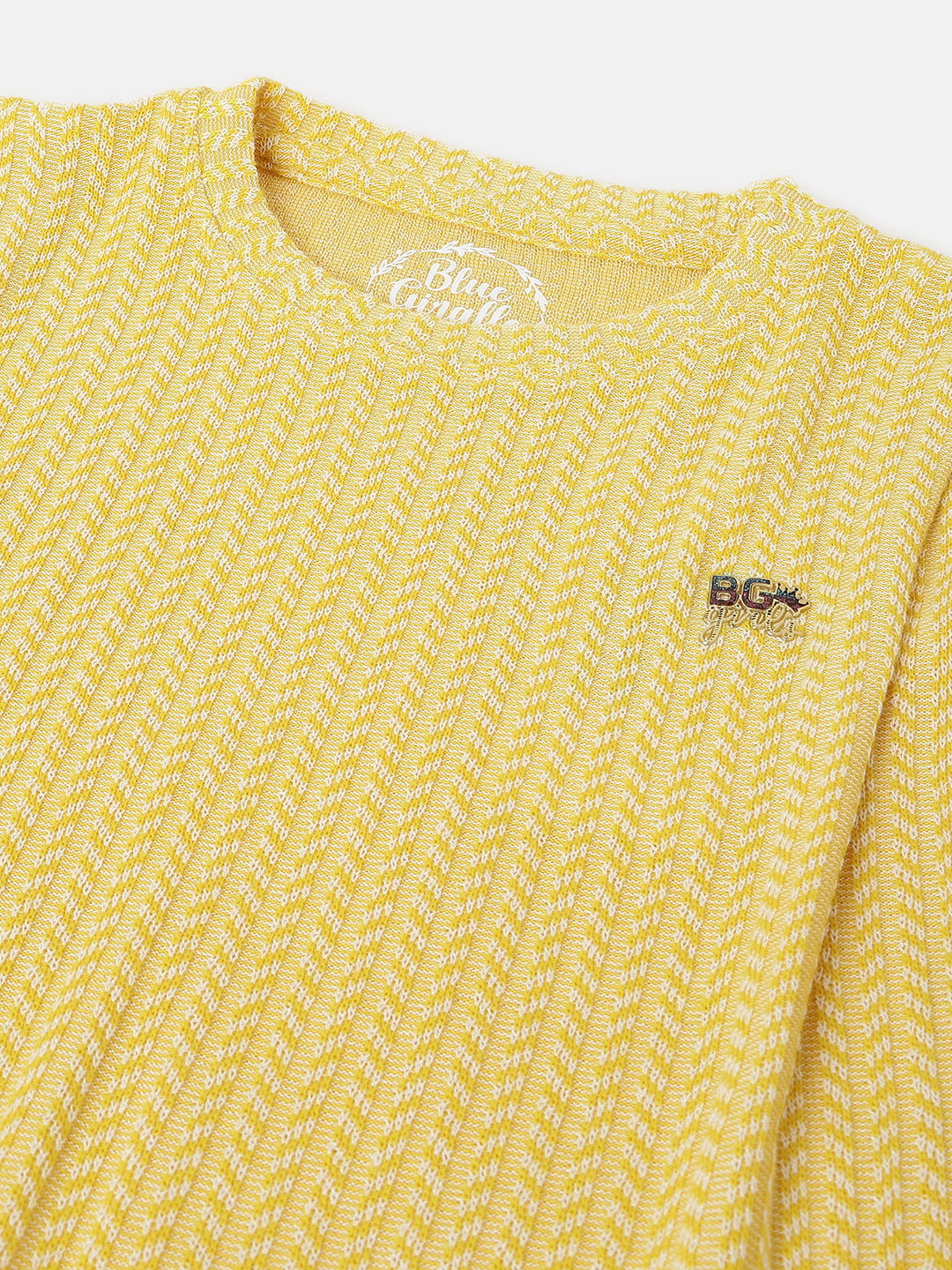 Blue Giraffe Girls Yellow Solid Round Neck Sleeveless T-Shirt