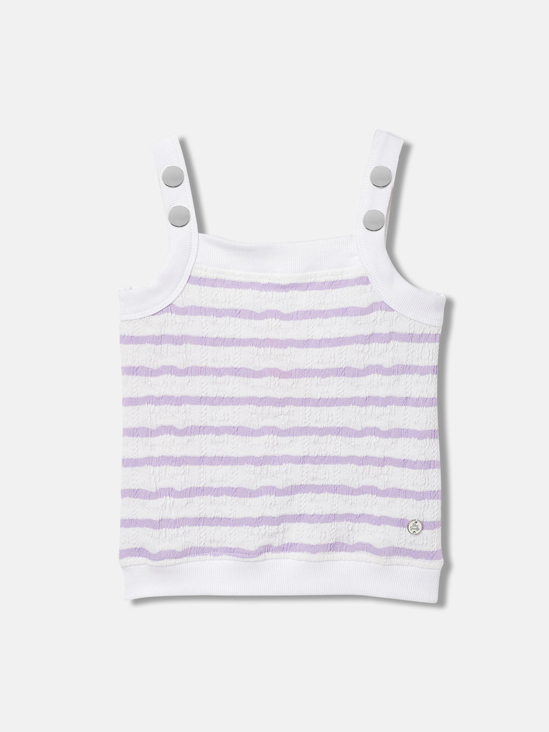 Blue Giraffe Girls White Printed Square neck Sleeveless Tshirt