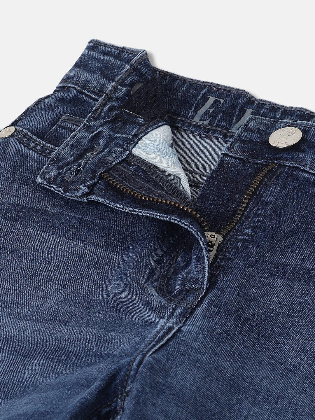 Elle Kids Girls Blue Solid Straight Fit Mid-Rise Jeans