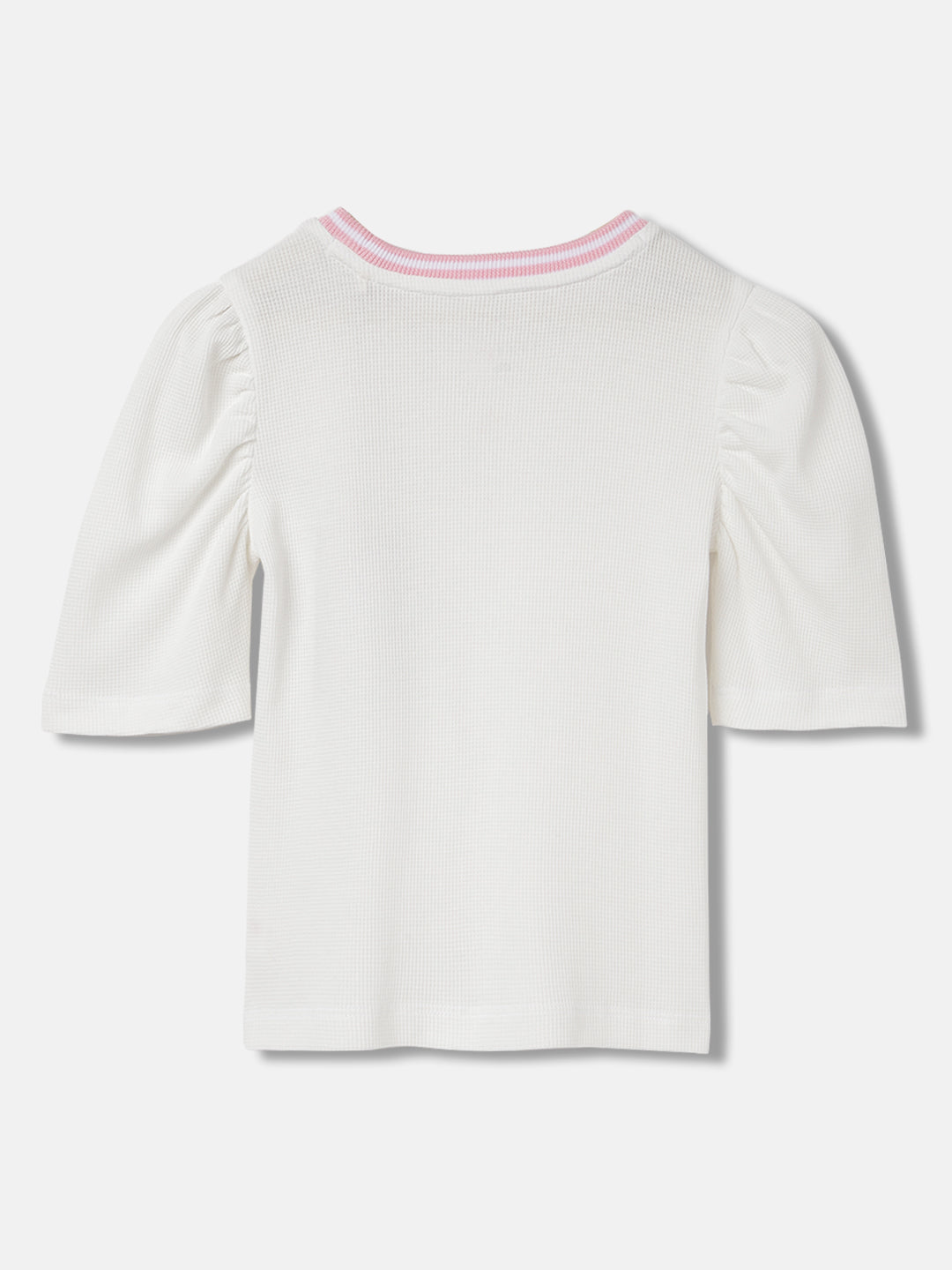 Elle Girls White Solid Round Neck Short Sleeves T-Shirt