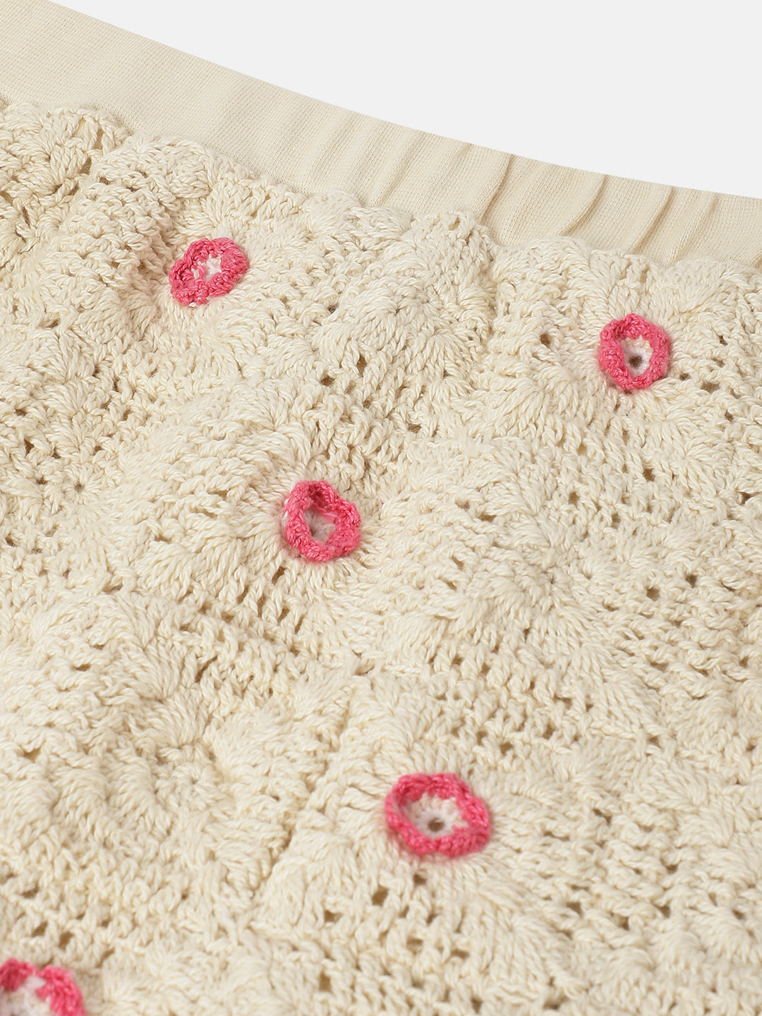 Elle Kids Girls Beige Self-Design Regular Fit Mid-Rise Skirt