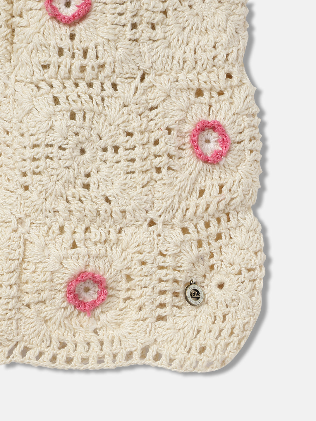 Elle Kids Girls Beige Self-Design Regular Fit Mid-Rise Skirt