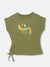Elle Kids Girls Green Printed Round Neck Sleeveless T-Shirt