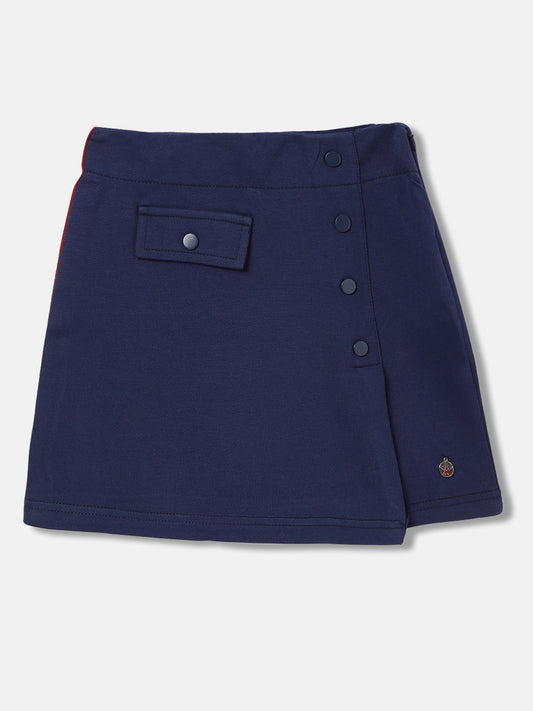 Elle Kids Girls Navy Blue Solid Regular Fit Skirt