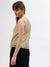 Centre Stage Women Gold Self Designed Round Neck Sleeveless Top