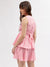 Elle Women Pink Printed V Neck Sleeveless Dress