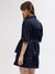 Elle Women Navy Blue Solid Shirt Collar 3/4th Sleeves Dress