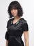 Elle Women Black Solid V-Neck Short Sleeves Dress