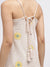 Elle Women Beige Self-Design Square Neck Shoulder Straps Dress