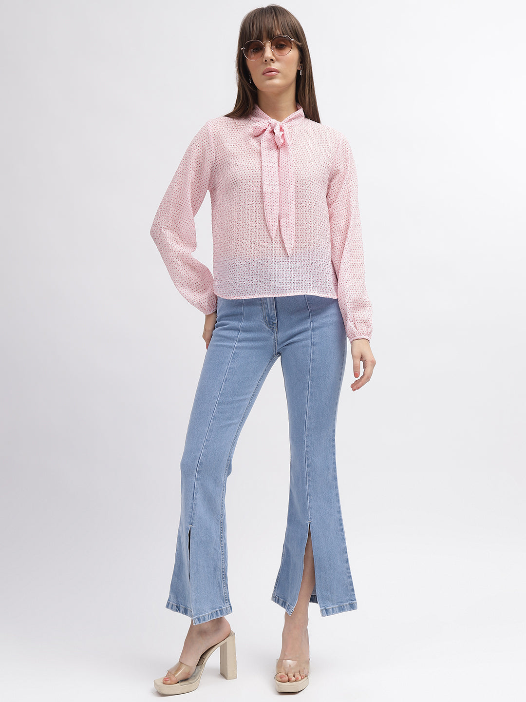 Elle Women Blue Solid Bootcut Mid-Rise Jeans