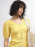 Elle Women Yellow Solid V-Neck Short Sleeves Jumpsuit