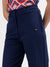Elle Women Navy Blue Solid Straight Fit Mid-Rise Trouser