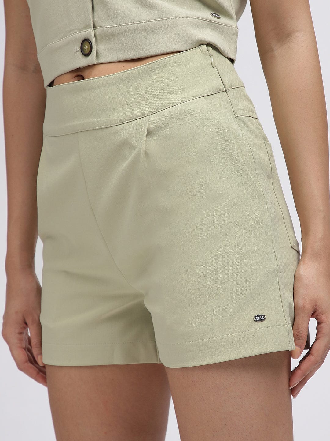 Elle Women Green Relaxed Fit Shorts