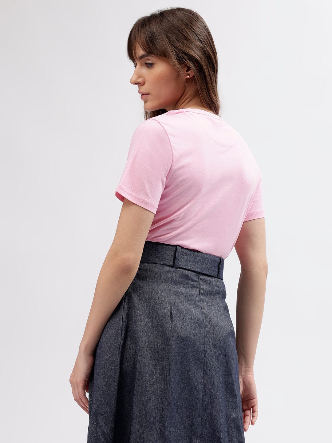 Elle Women Pink Crew Neck Tshirt