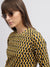 Elle Women Mustard Printed Round Neck 3/4th Sleeves T-Shirt