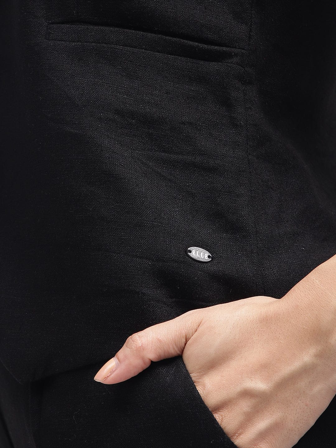 Elle Women Black Solid V-Neck Sleeveless Waist Coat