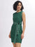 Iconic Women Green Printed Round Neck Sleeveless Dress