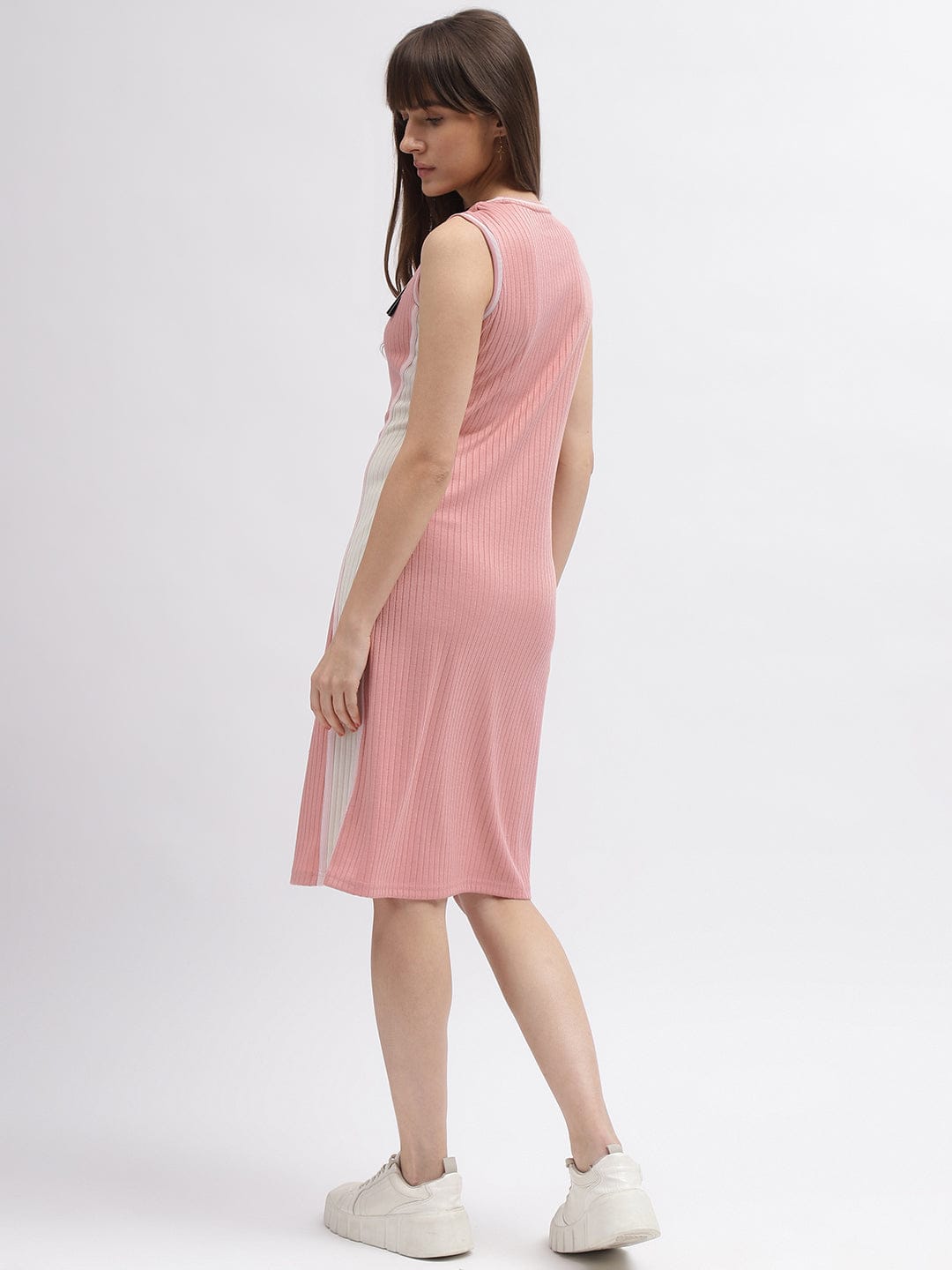 Iconic Women Pink Round Neck Dress