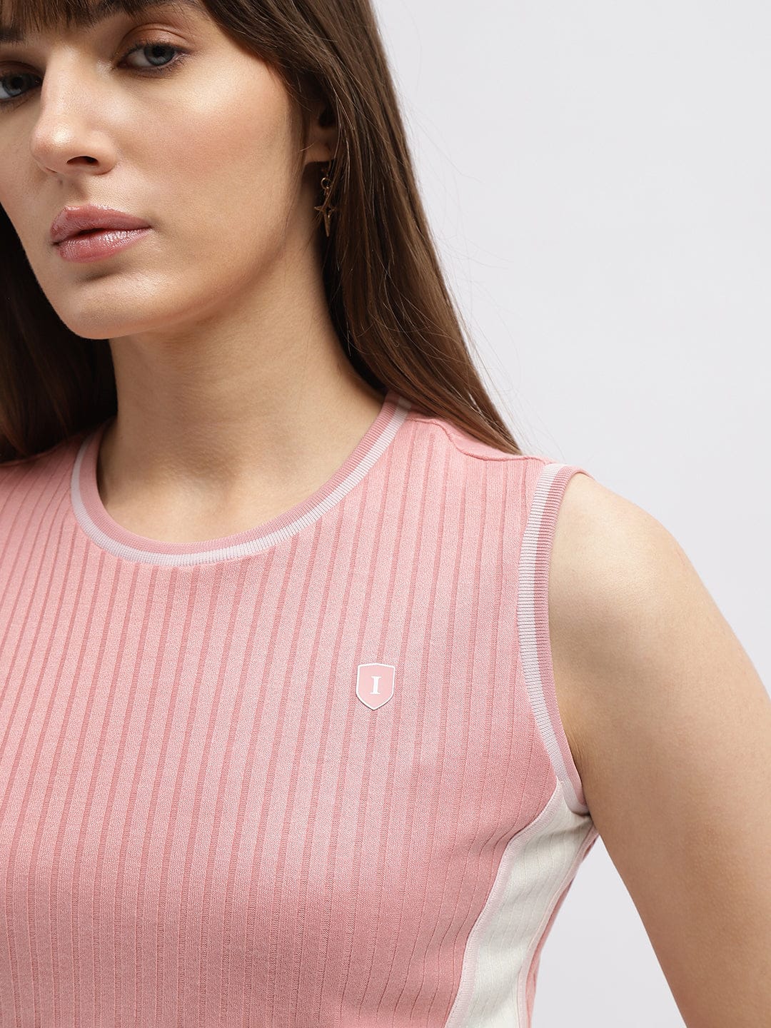 Iconic Women Pink Round Neck Dress