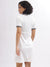 Iconic Women White Solid Shirt Collar Short Sleeves Dress