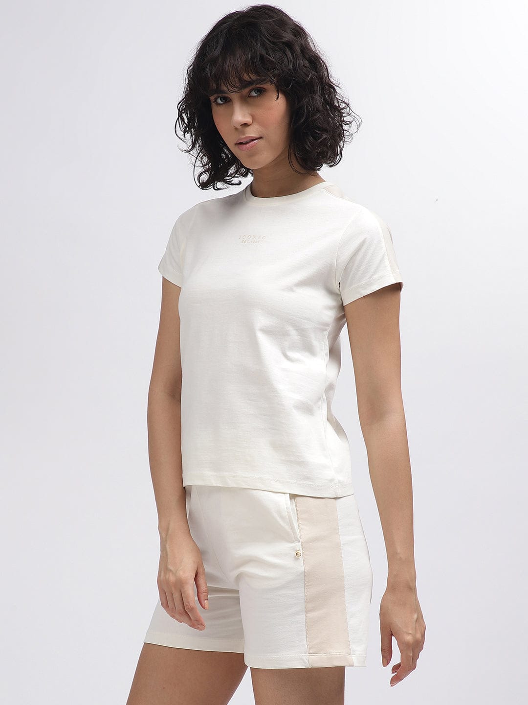 Iconic Women White Round Neck Tshirt