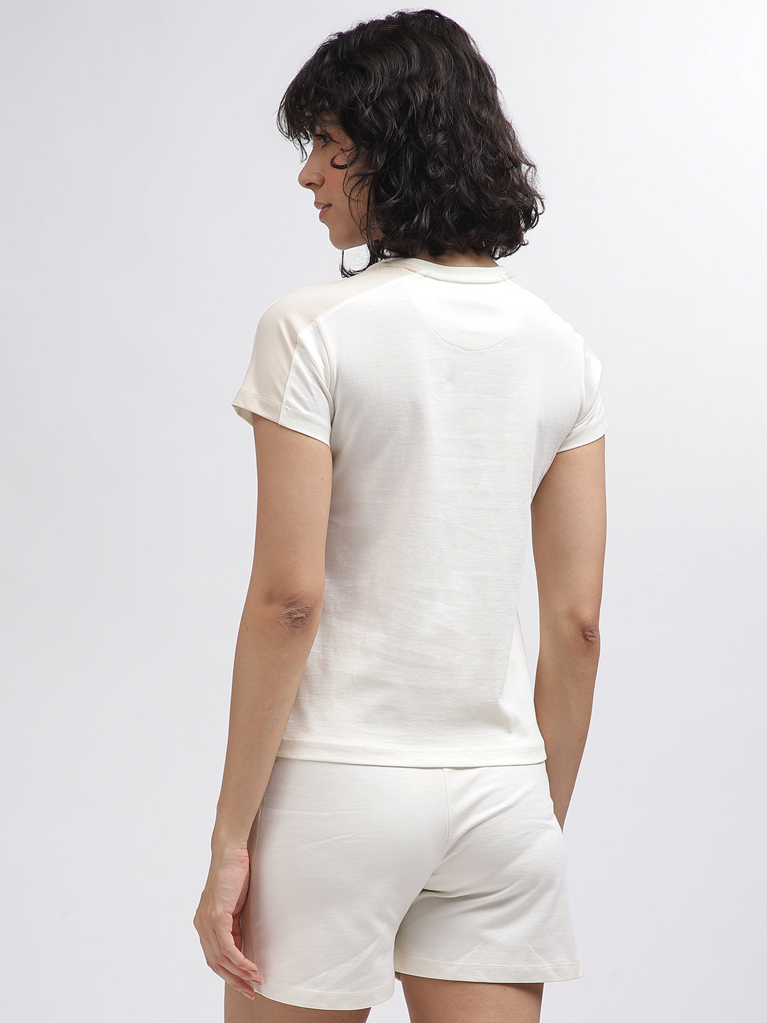 Iconic Women White Solid Round Neck Short Sleeves T-Shirt