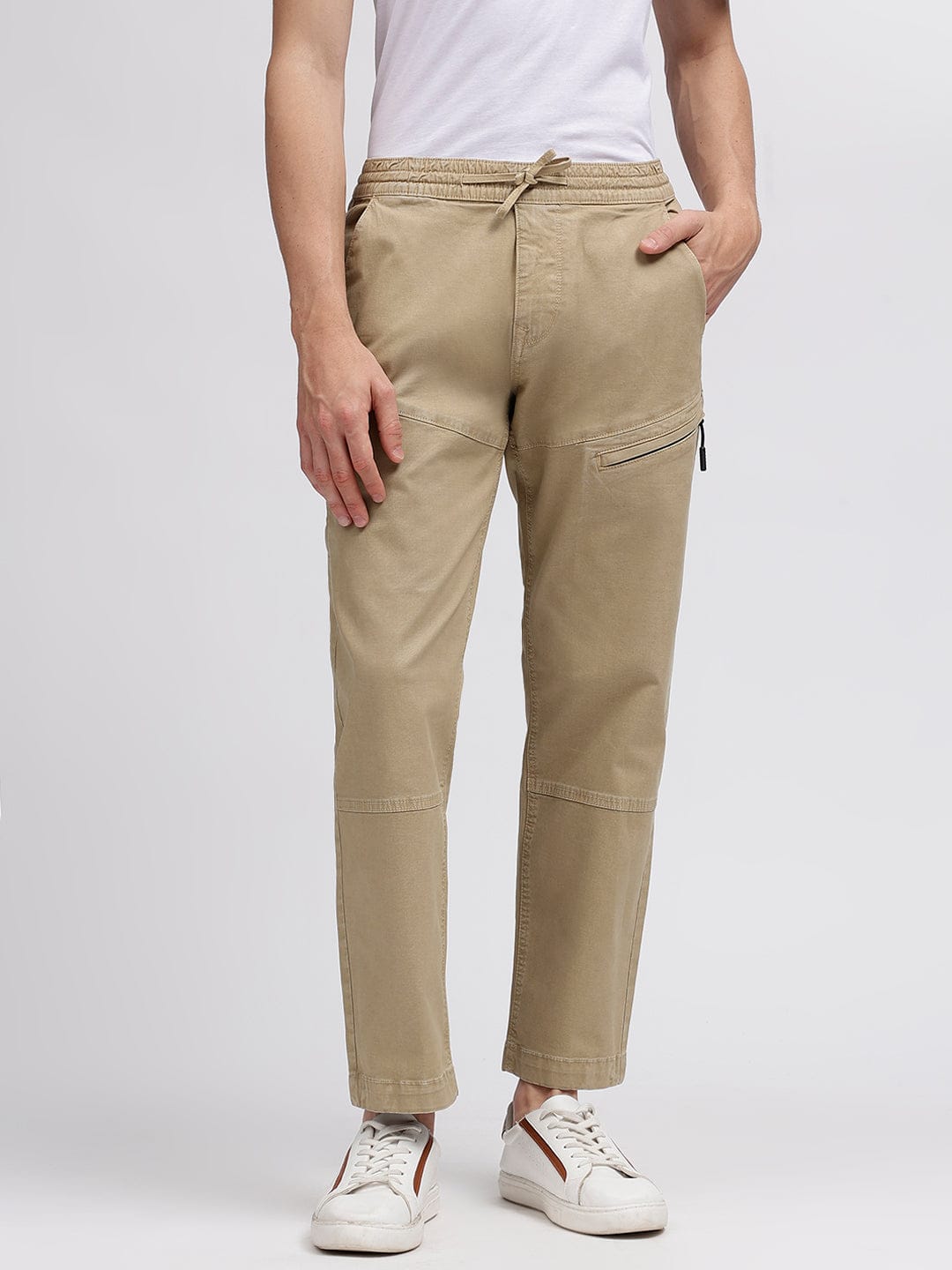 Iconic Men Beige Regular Fit Trouser