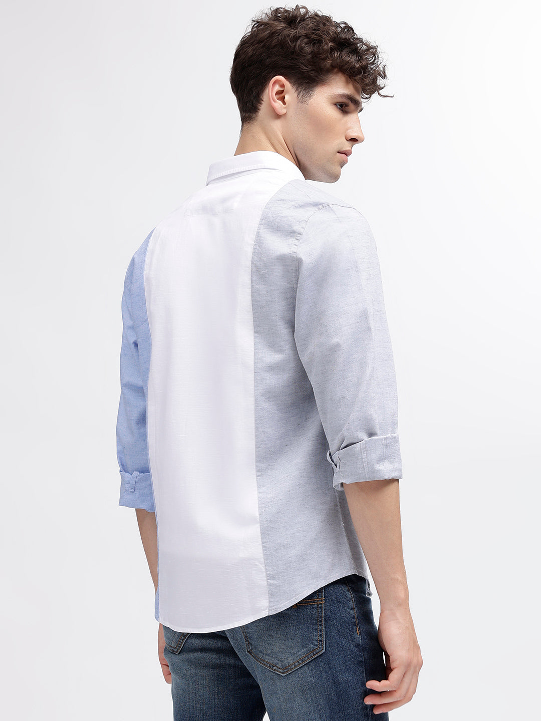 Iconic Men Multi Colour Blocked Spread Collar Full Sleeves Shirt