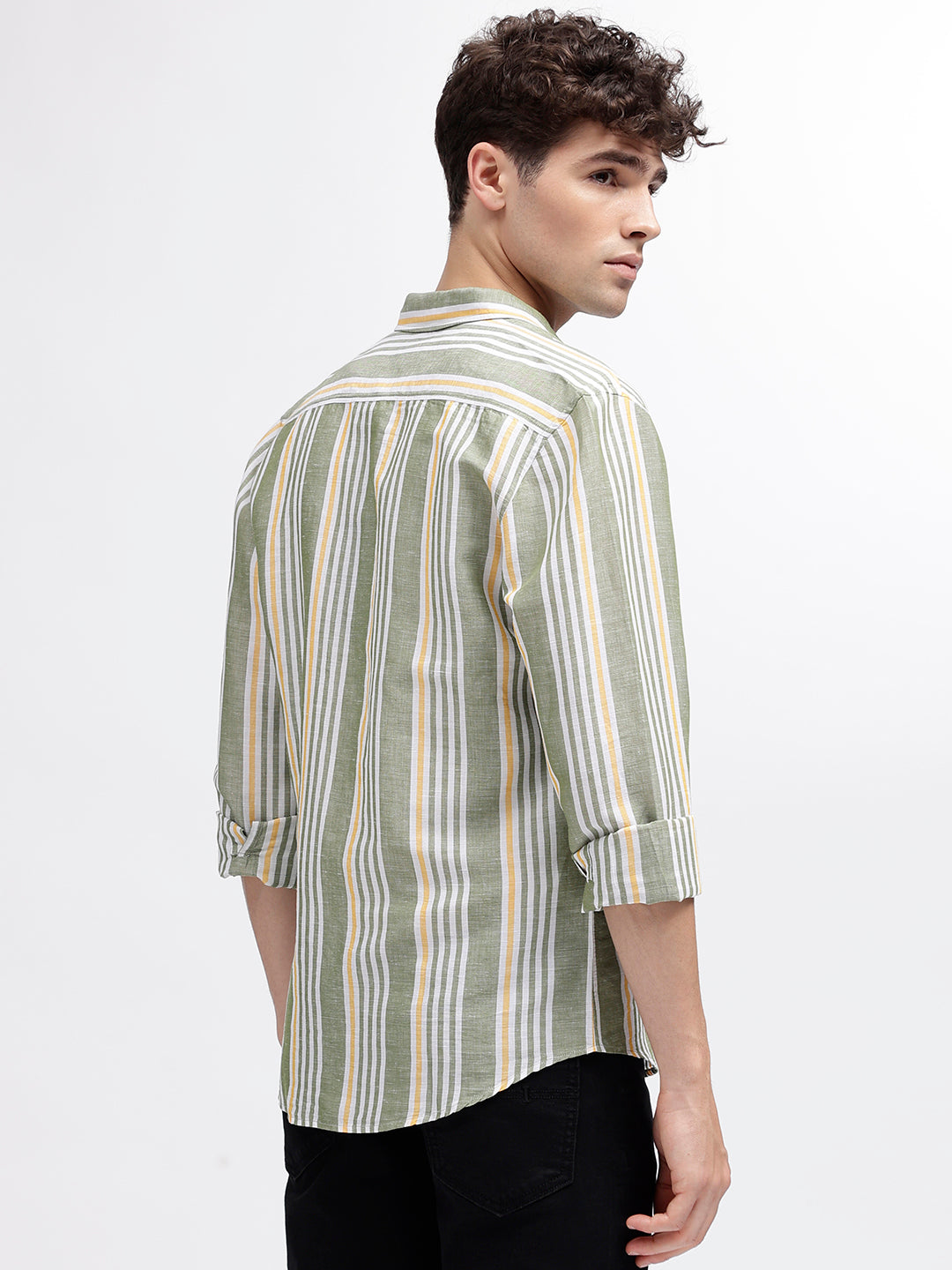 Iconic Men Multi Striped Spread Collar Full Sleeves Shirt