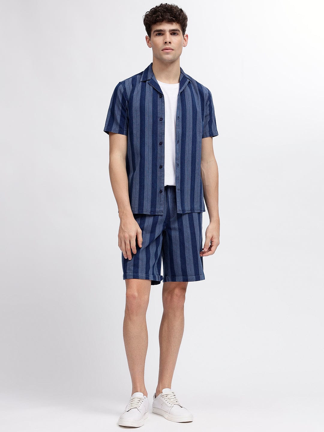 Iconic Men Blue Resort Collar Shirt