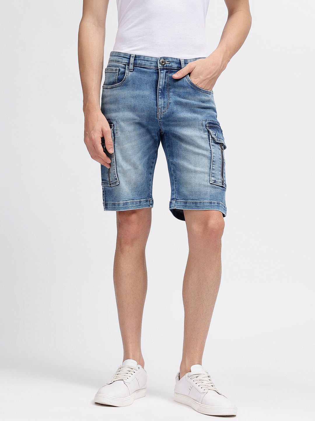 Iconic Men Blue Solid Regular Fit Shorts