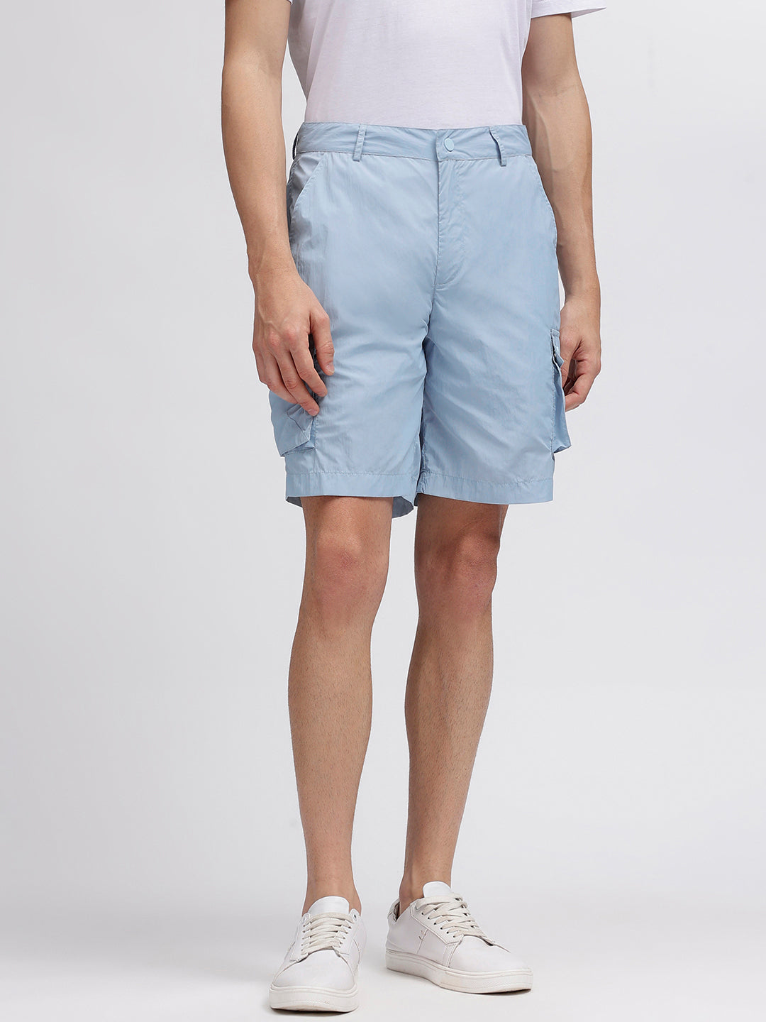 Iconic Men Blue Solid Regular Fit Shorts